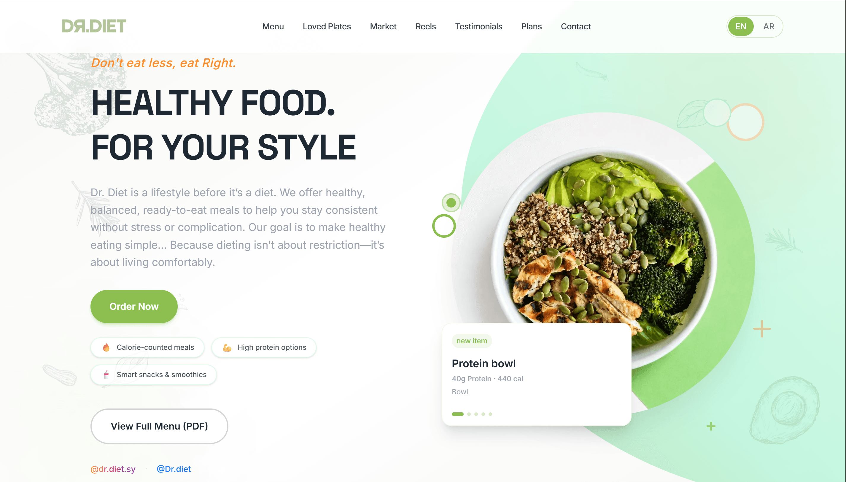 Dr. Diet landing page